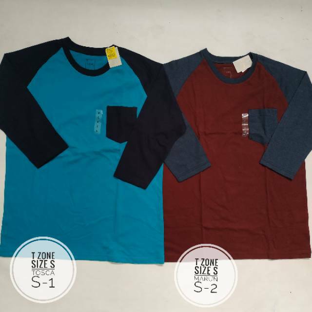 Kaos oblong size S Pria T zone dll  raglan dan panjang