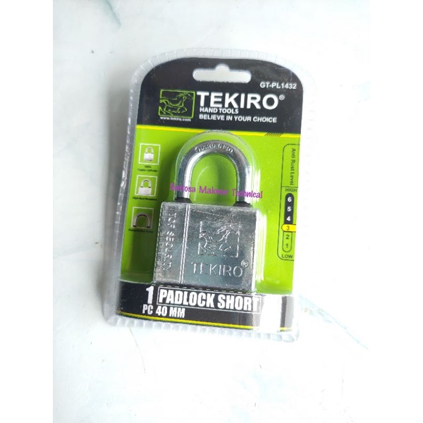 TEKIRO 40 MM Gembok Nikel Leher Pendek Padlock Short 40mm