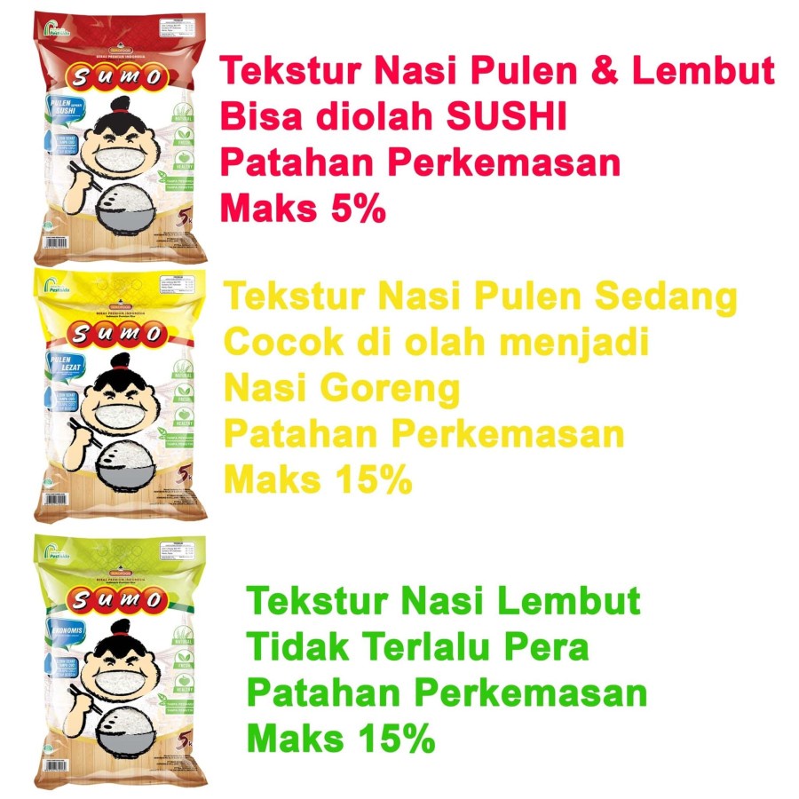 BERAS PREMIUM SUMO KUNING 5KG NASI PULEN HALAL MUI