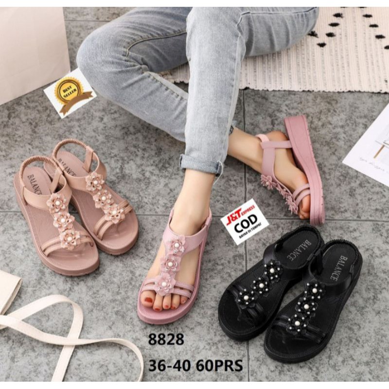 SANDAL TALI JELLY WANITA SANDAL KARET PEREMPUAN SANDAL WEDGES BALANCE TERBARU