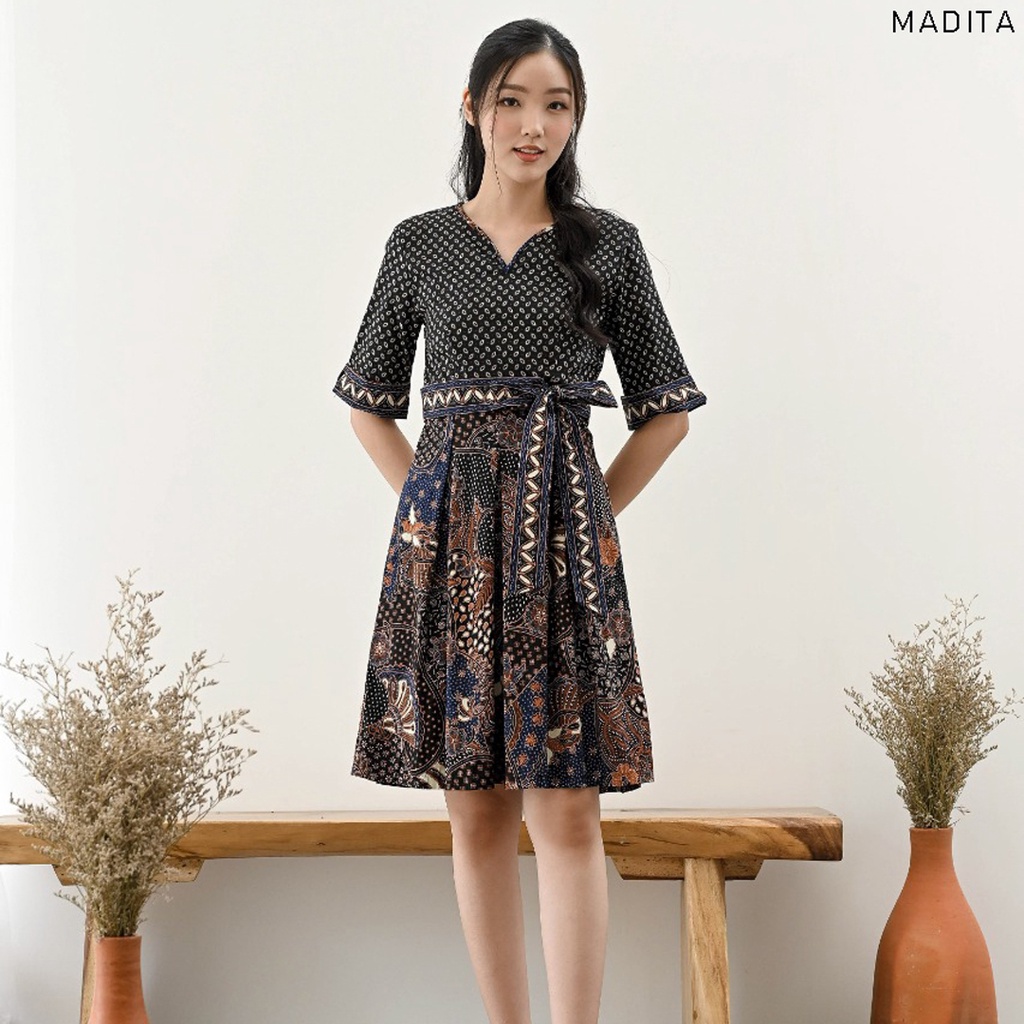 Evercloth Madita Dress Batik Wanita Terusan Batik Couple Modern Kebaya Couple Set Seragam Family