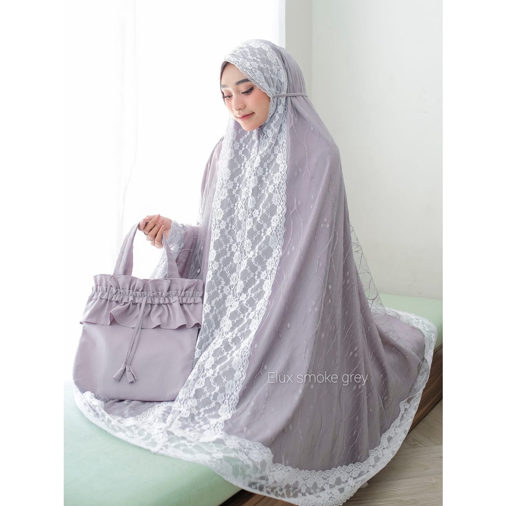 Mukena Eiffel Lux Dalanova Ori/Mukena Elux/Mukena Hantaran Seserahan/Mukena Free Tas/Mukena Tulle