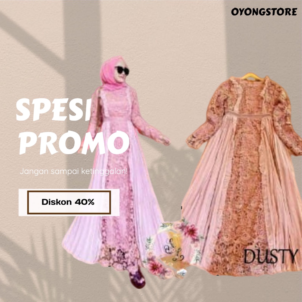 Baju Gamis Wanita Remaja Terbaru 2022 Model Kekinian mewah Bahan brukat Pesta Kondangan Trandy Gamis