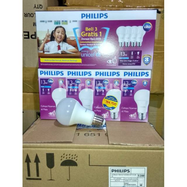 Lampu led philips 12 watt 13w bohlam philips 13 watt led philips paket promo beli 3 gratis 1