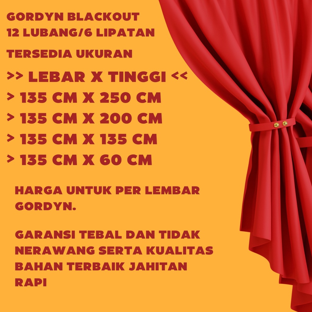 Hordeng Jendela Pintu Kamar Tidur Dan Ruang Tamu Bahan Blackout Import Warna Gold Emas Minimalis