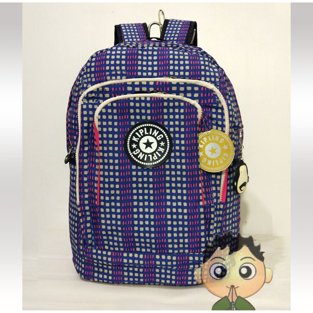Tas Ransel kipling Besar Blue motif Evdo 010