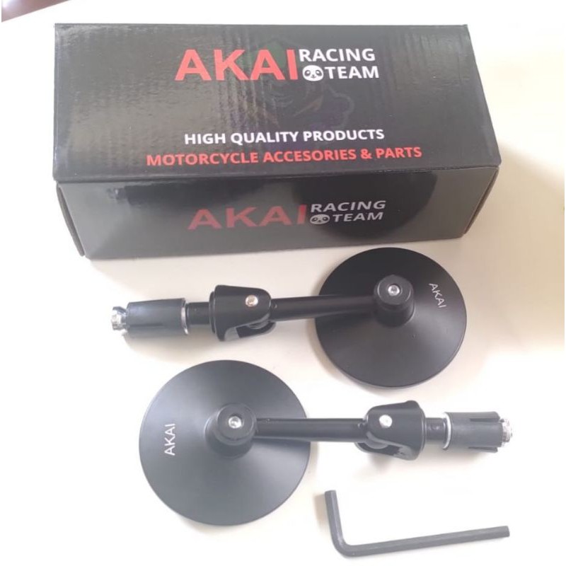 Spion Motor Bar End Bulat Akai Racing Kaca Cembung Universal CNC