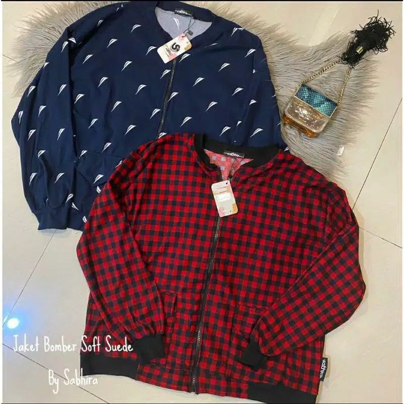 Sabhira jaket bomber bahan suede