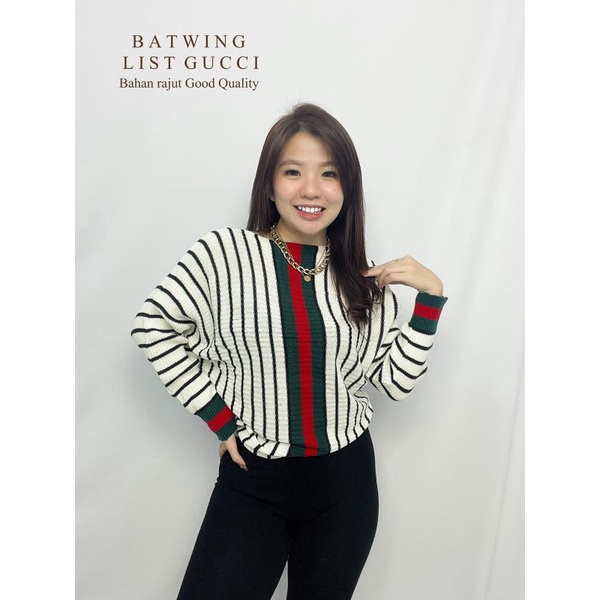 MDLV ~ BATWING LIST GC RAJUT ATASAN KALONG RAJUT LENGAN PANJANG BAJU RAJUT MURAH FASHION WANITA