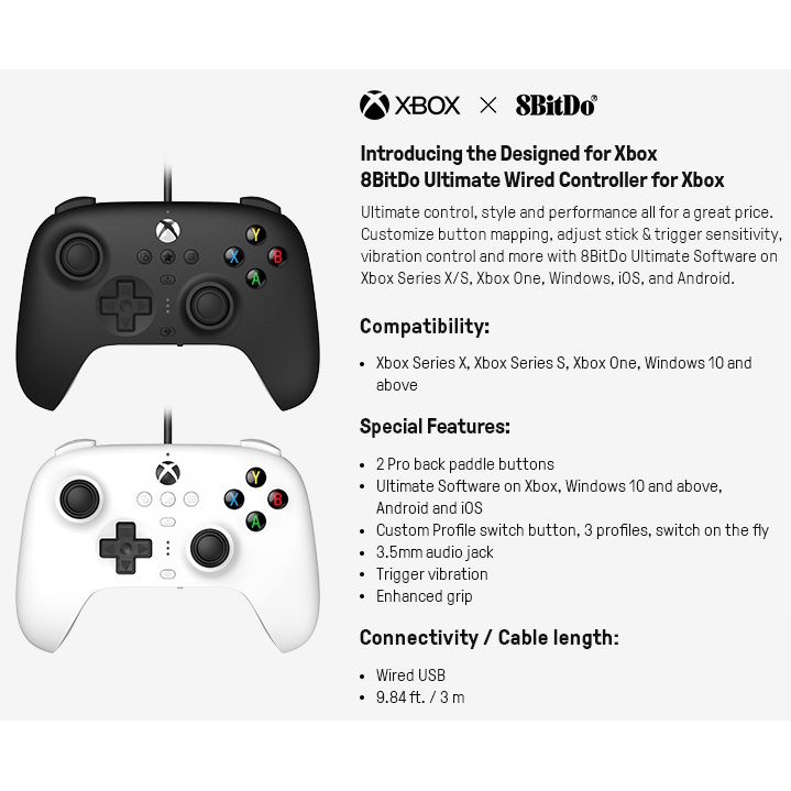8Bitdo Ultimate Wired Controller Xbox Gamepad Windows PC Xbox Series Xbox One