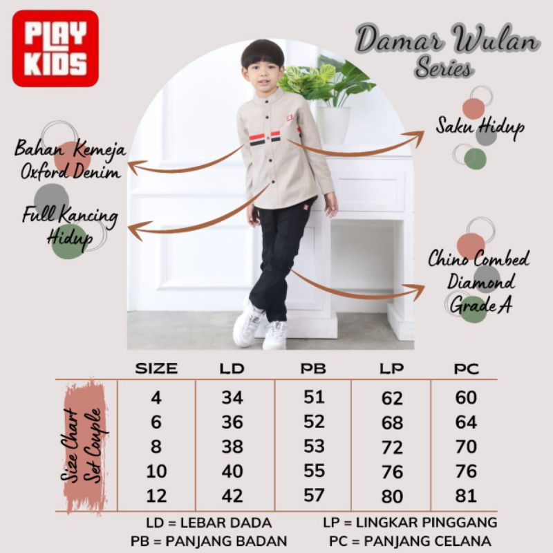 READY Setelan kemeja Couple Damar Wulan Series by Playkids SIZE 4 -12 T*-8