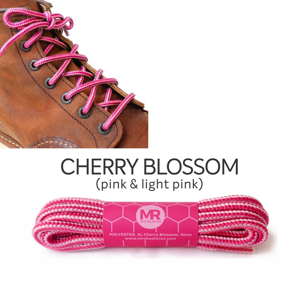 MR Shoelaces CR15 Cherry Blossom (Pink) Tali Sepatu Bulat Corak / Motif 5-6mm 80cm 90cm 100cm 120cm 150cm 200cm - Premium Shoelace