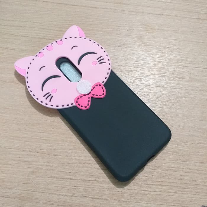 Case Nokia 6.1 Plus 6.1plus New Matte Black Karakter 3D Mimi Cat Pink