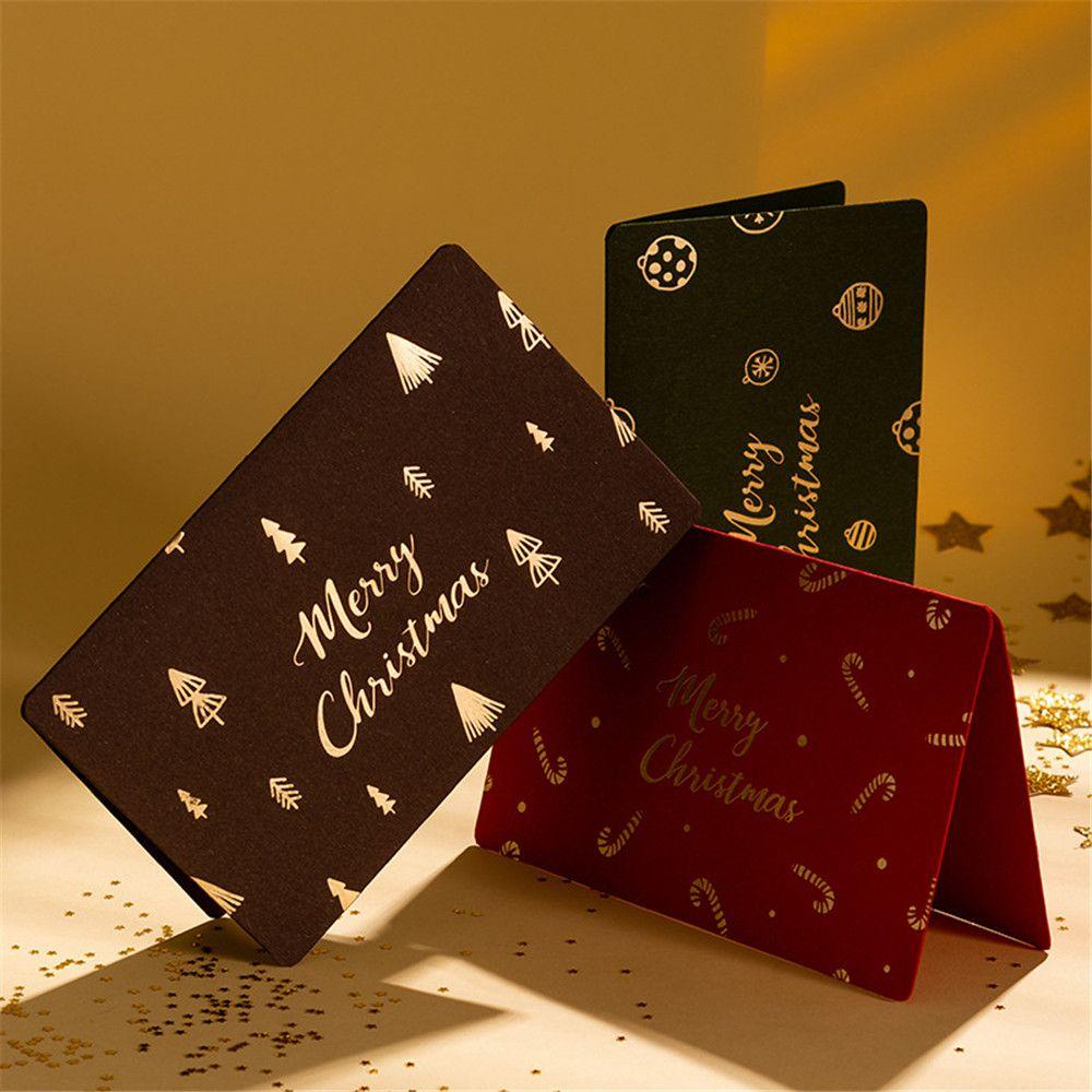 Kartu Ucapan Natal SOLIGHTER Kartu Bronzing Tahun Baru Dengan Amplop Wishing Message Card