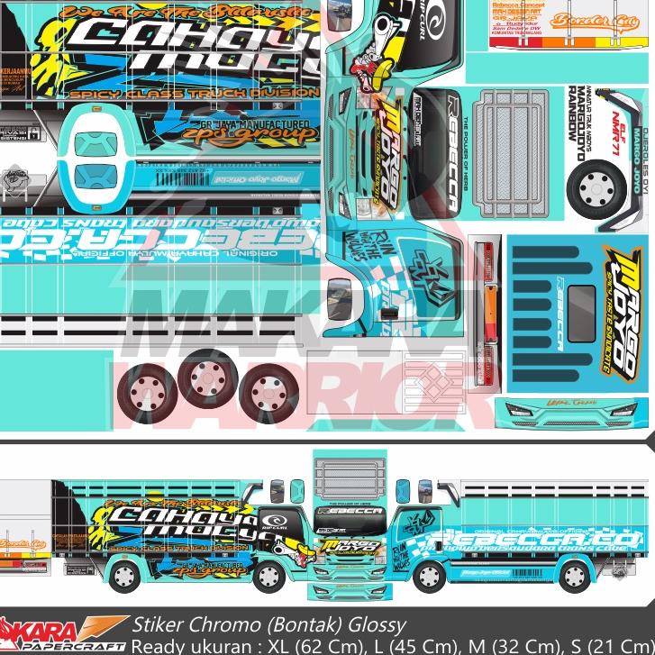 Pasti Bisaa,, Pola sticker miniatur truk mboys / truk oleng ukuran L (panjang 45 cm)_Madura Asyik, W