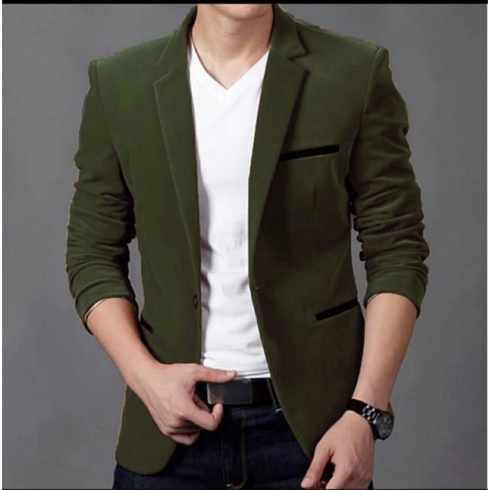 [Blazer Wily army OT] jas pria katun stretch hijau army