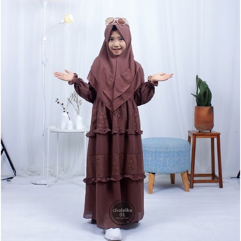 SET GAMIS ANAK BRUKAT MALIKA SUSUN