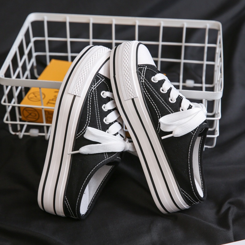 SW74 Sepatu Sneakers Kanvas Tali Wanita Import Korea