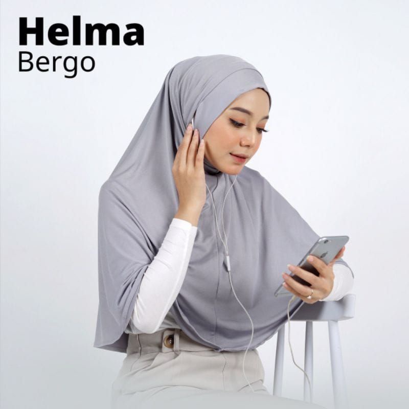 Hijab Instan Helma Bergo Lubang Telinga Masker / kacamata / Earphone