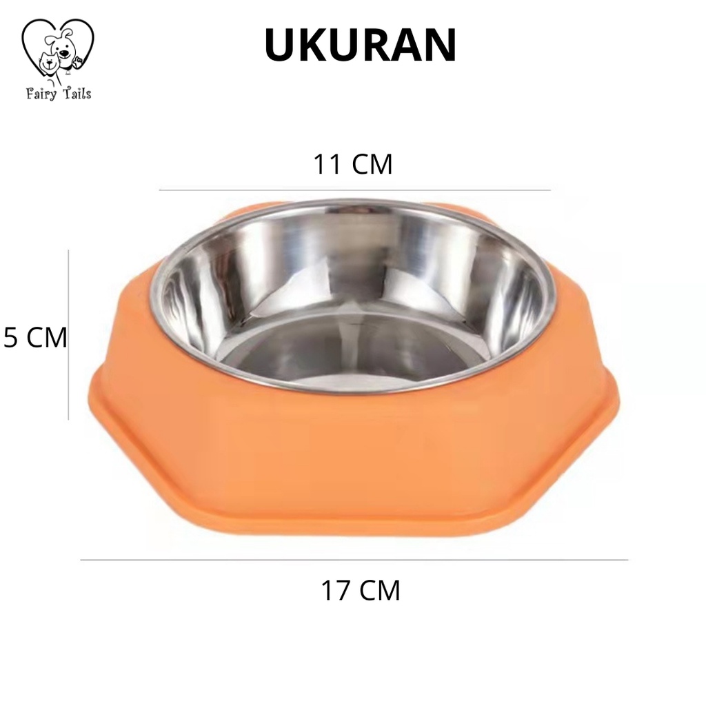 Mangkok Wadah Tempat Makan dan Minum Stainless Steel Anti Tumpah Untuk Kucing dan Anjing | Single Stainless Steel Food Bowl