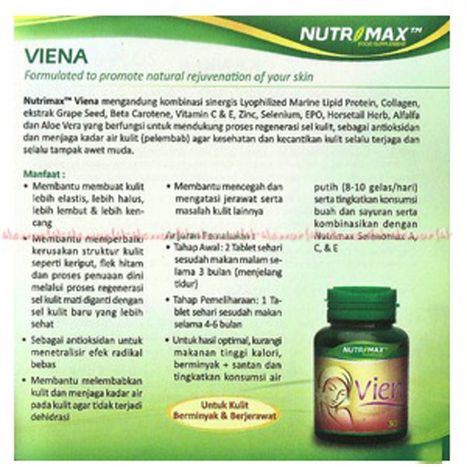 Nutrimax Viena 30 tablets Vitamin Untuk Meregenerasi Kulit Dan Mencegah Jerawat Nutri max