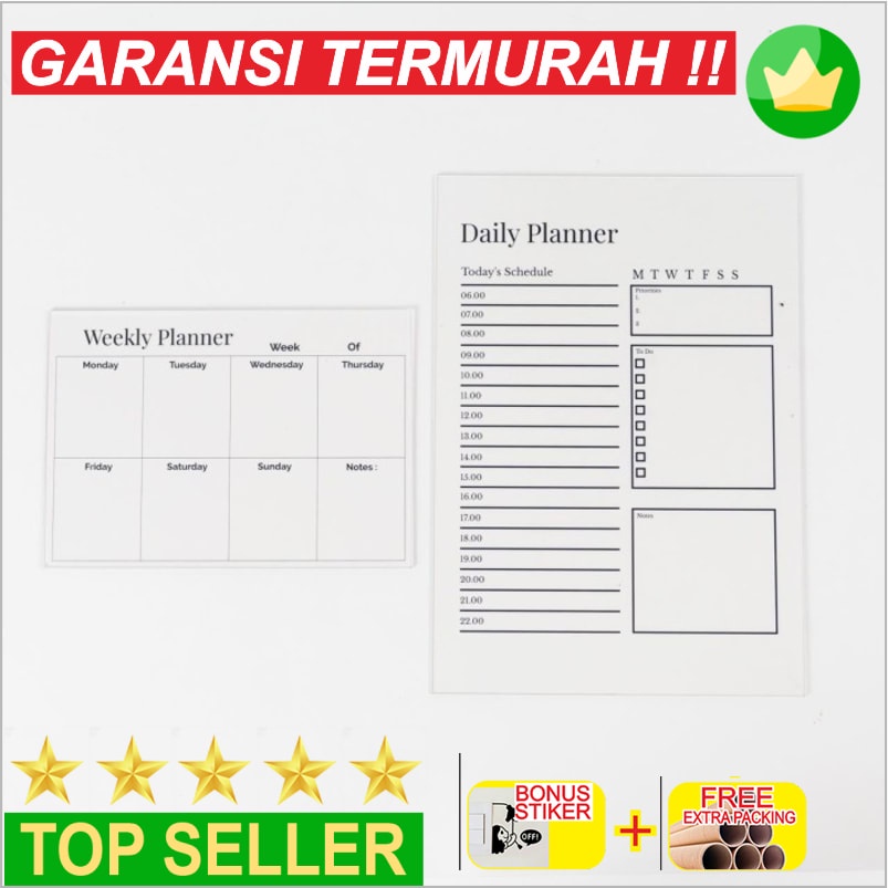 

Grosir Daily Planner Akrilik / Wall Planner Acrylic Dinding / Planner Custom - A6 Weekly Planner Elegan