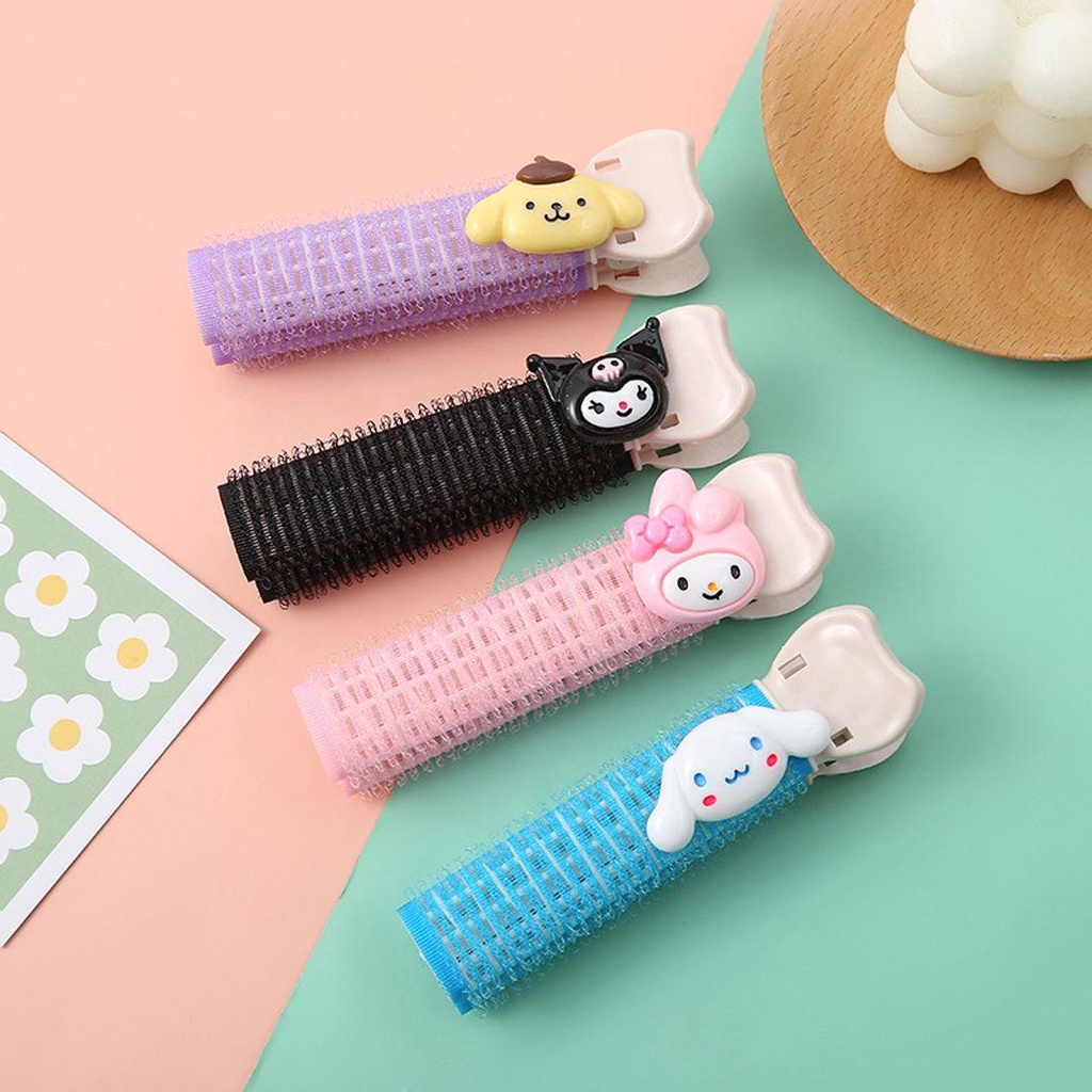 Needway  Rambut Akar Berbulu Klip Kuromi Lucu Cinnamoroll Aksesoris Salon DIY Alat Styling Rambut Volumizing Hair Self Grip Poni Roller