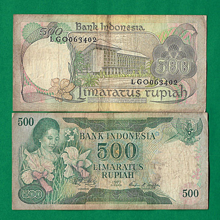 UK217 UANG KUNO INDONESIA ASLI 500 RUPIAH KONDE TAHUN 1977 KOLEKSI UANG LAMA MAHAR PERNIKAHAN