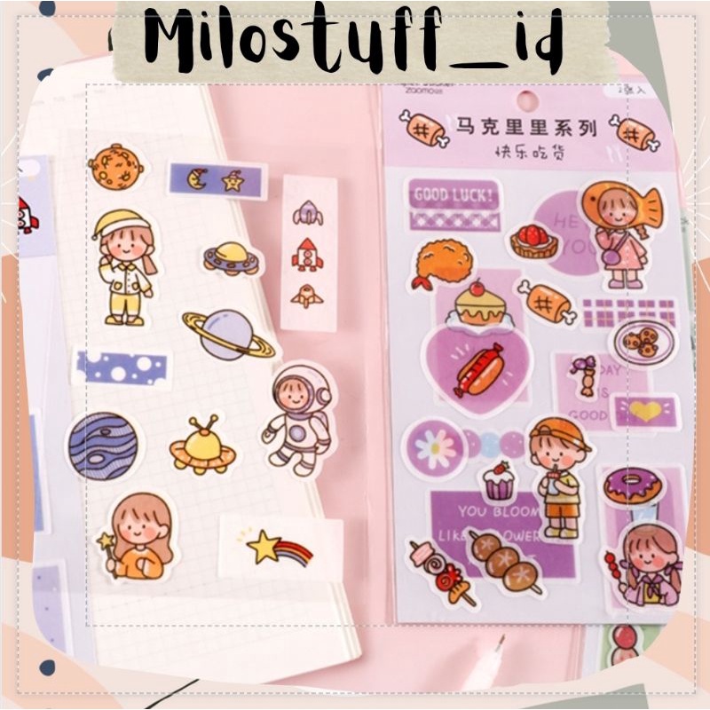 

[MILOSTUFF_ID] 2 Lembar Sticker Deco Cartoon Japanese Untuk Jurnal DIY Scrapbook--MS0177