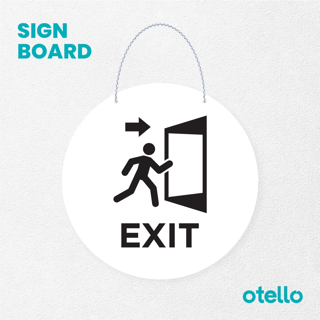 Otello Sign Exit Signage Board Acrylic Papan Gantung Label Akrilik Rantai Petunjuk Toko Modern Minimalist Kafe Restoran Kantor Gedung Cafe