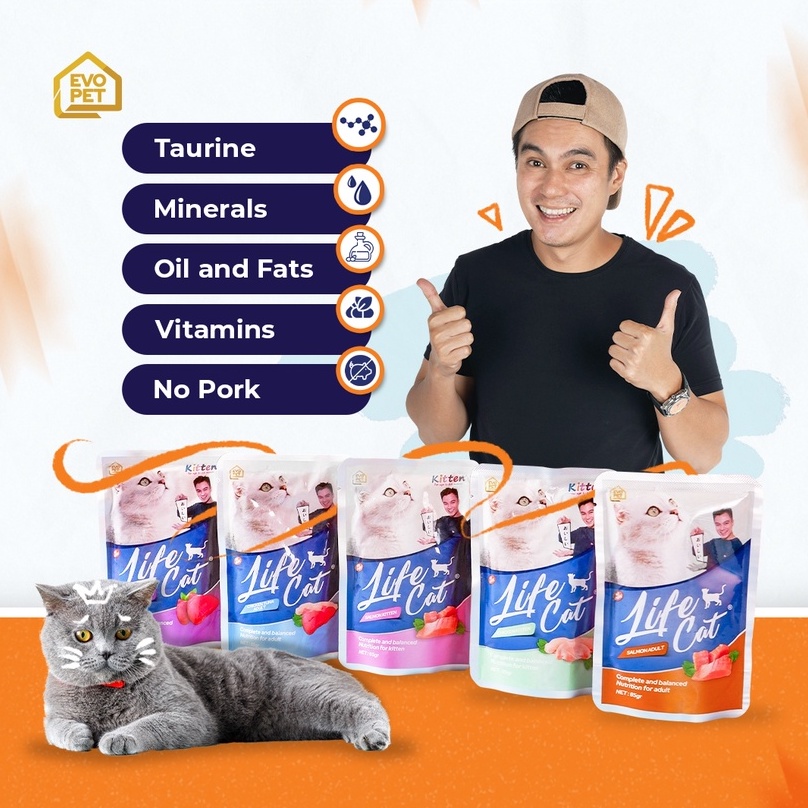 Life Cat Pouch 85 gr Adult &amp; Kitten Sachet | Makanan Basah Kucing (MK) | Cat Wet Food LifeCat Salmon Chicken Tuna