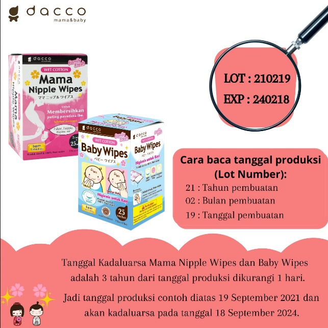 DACCO MAMA NIPPLE WIPES TISSUE PUTING IBU SEBELUM MENYUSUI exp NOV 2025