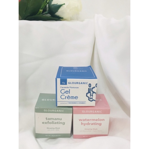 GLOURGANIC CERAMIDE MOISTURIZER | SLEEPING MASK TAMANU EXFOLIATING | SLEEPING MASK WATERMELON HYDRAT