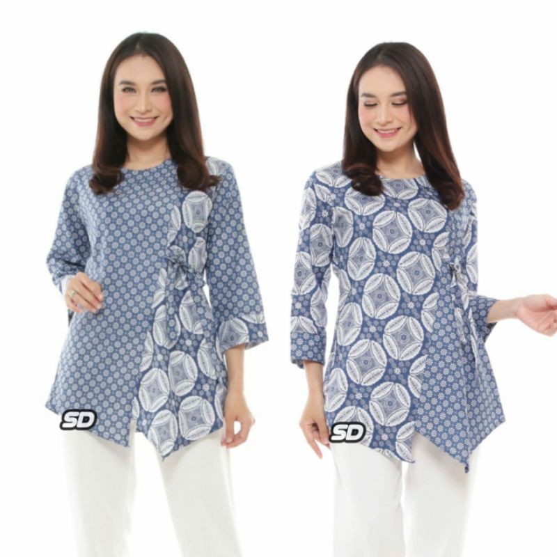 tey-17 Batik wanita ASJ SA HRB026 Kenongo Kemeja Tosca Pendek