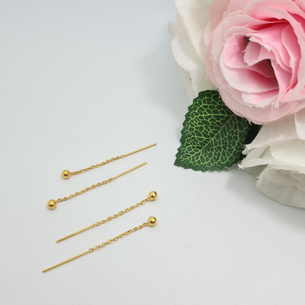 Anting Tusuk Emas Muda Rantai Pentol Setengah Gram