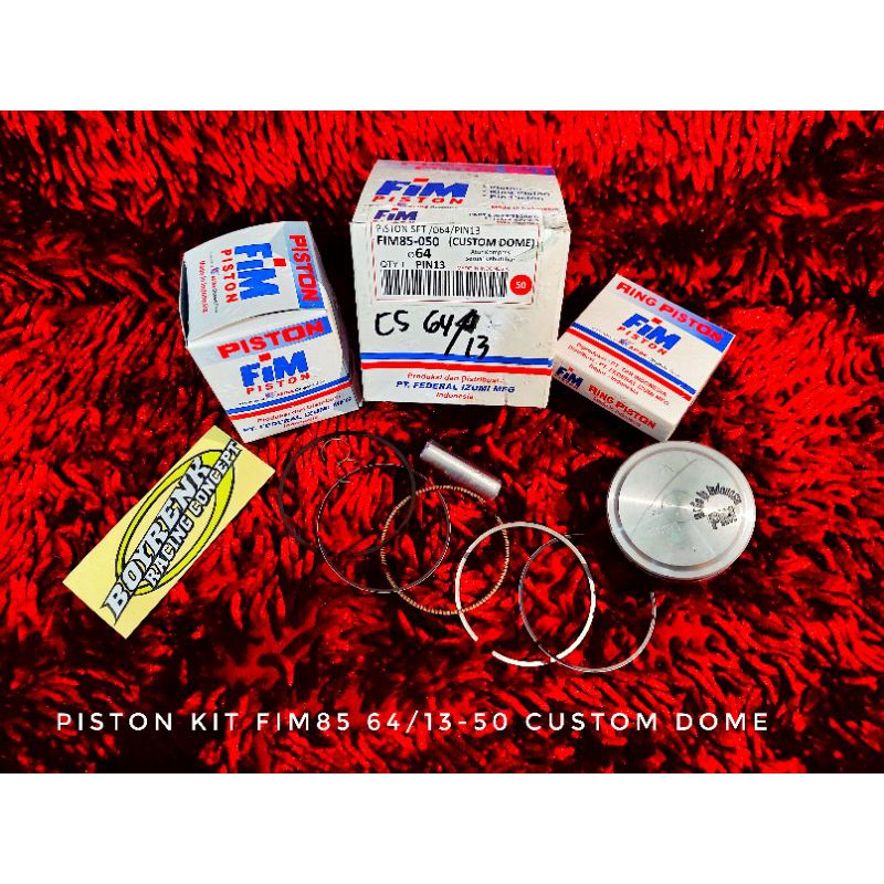 PISTON KIT FIM85 DIAMETER 65 PIN 13 CUSTOM DOME - BOYRENK RACING CONCEPT