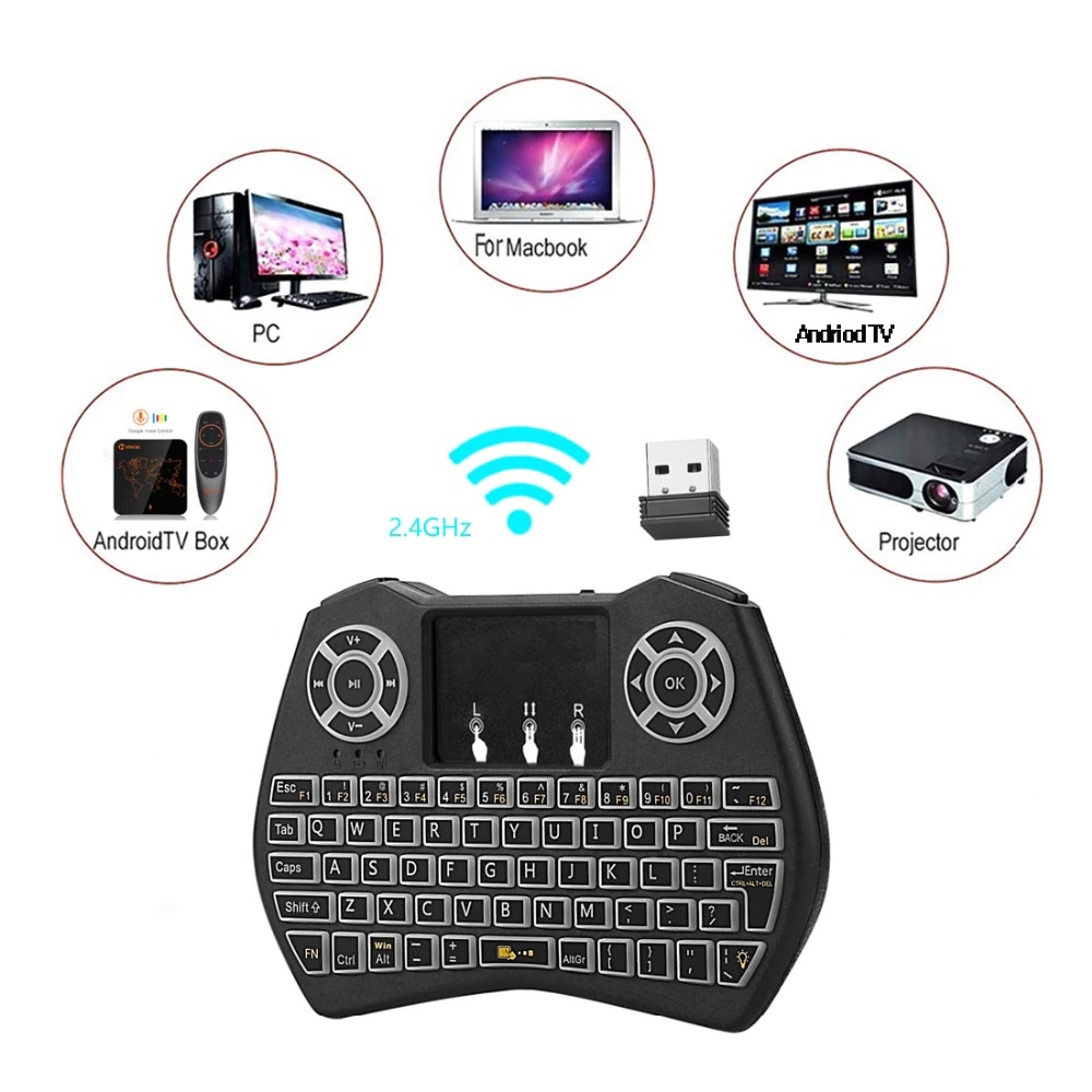 i9 Plus - Mini Wireless Keyboard and Touchpad RGB Backlit