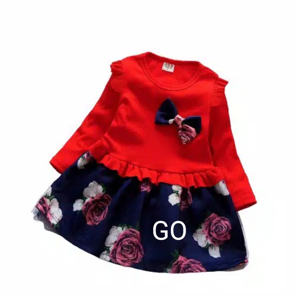 gos DRESS IMPORT WONDER ROSE EBV Baju Dress Anak Perempuan Import