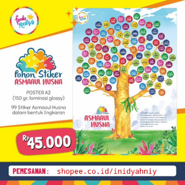 Ready Poster Stiker Asmaul Husna Familia Kreativa Shopee Indonesia