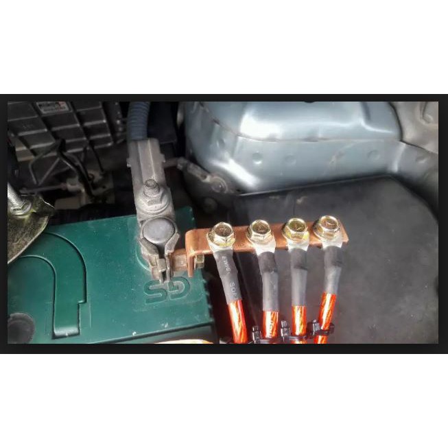 REDPOWER Header Kabel Ground 3mm 4 TITIK Kepala Aki Mobil Bahan Plat Tembaga