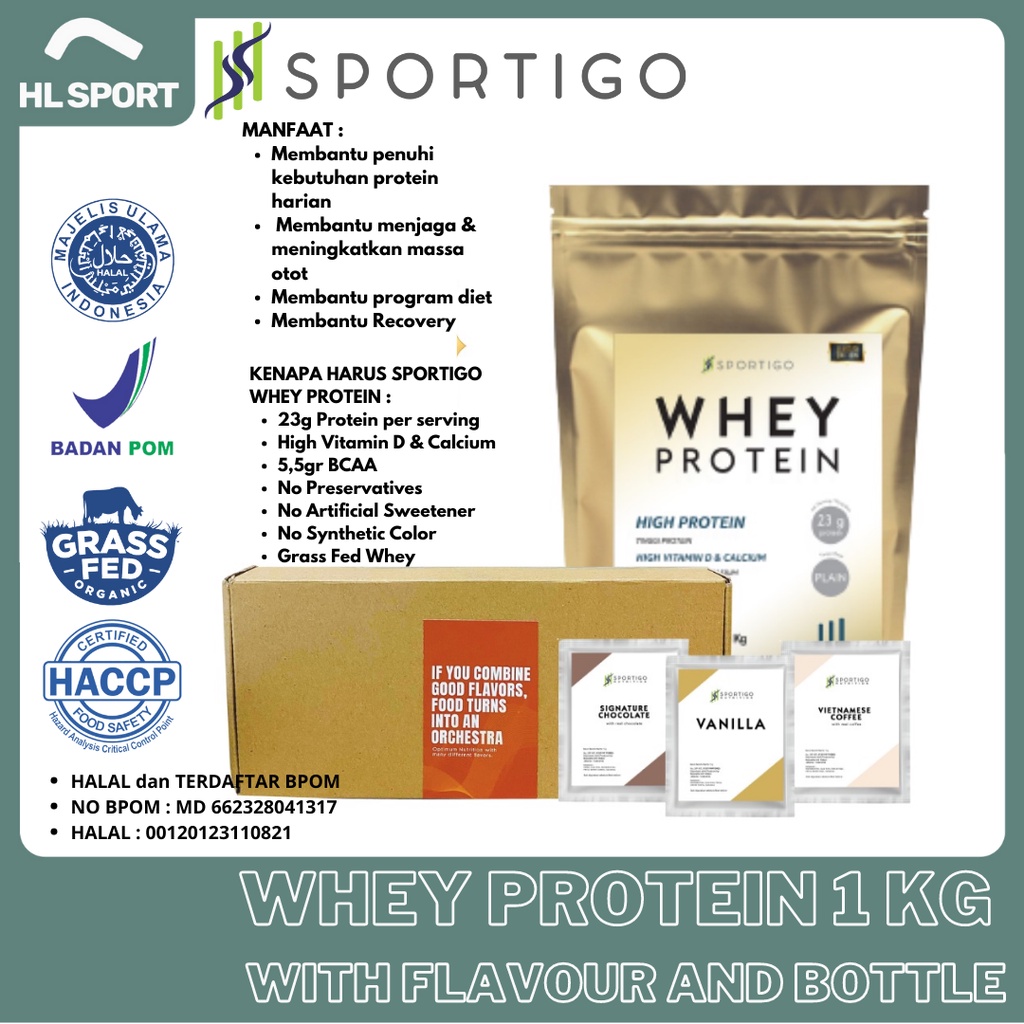 SPORTIGO Susu Whey Protein Isolate Concentrate Pure BPOM Halal