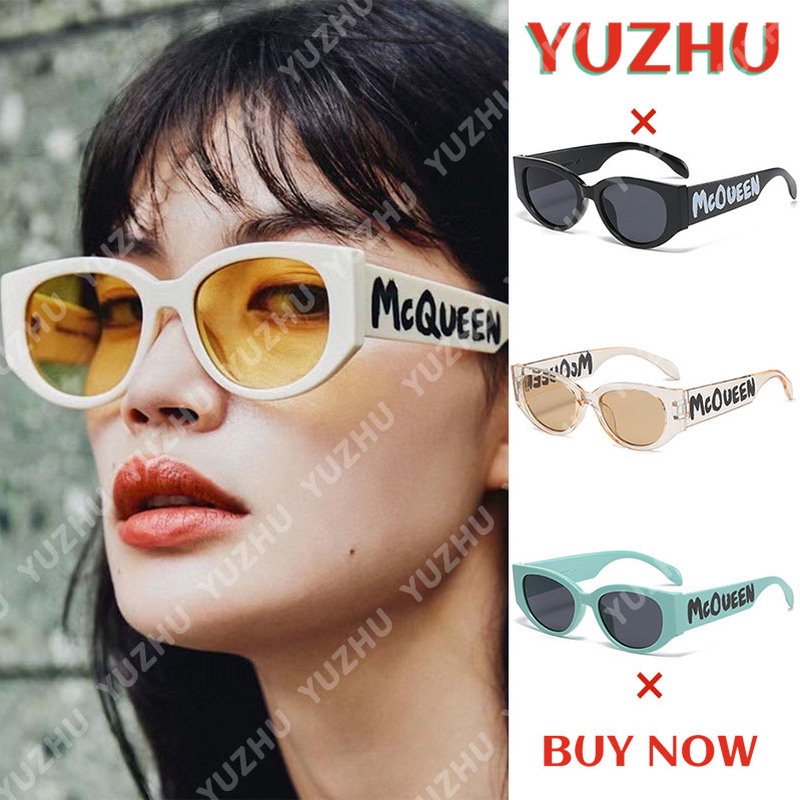 （YUZHU）COD INS Fashion Style Kacamata Hitam Oval Untuk Wanita Retro Cat Eye Kacamata Matahari Untuk Wanita