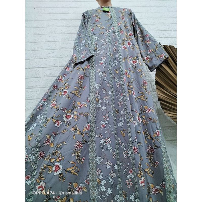 GAMIS AMORA MOTIF TERBARU JUMBO LD 120 / BUSUI LENGAN KERUT GAMIS TERBARU TERLARIS GAMIS MOTIF TUMPAL MAXMARA SATIN SILK BUNGA TERATAI TERLARIS