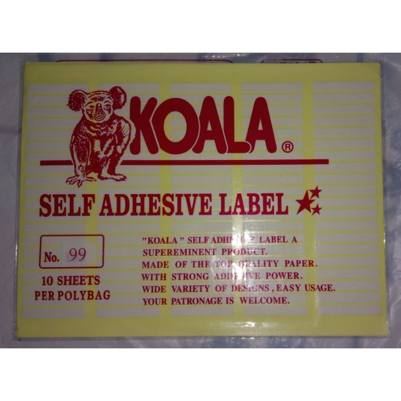 

Koala Self Adhesive Label No 99