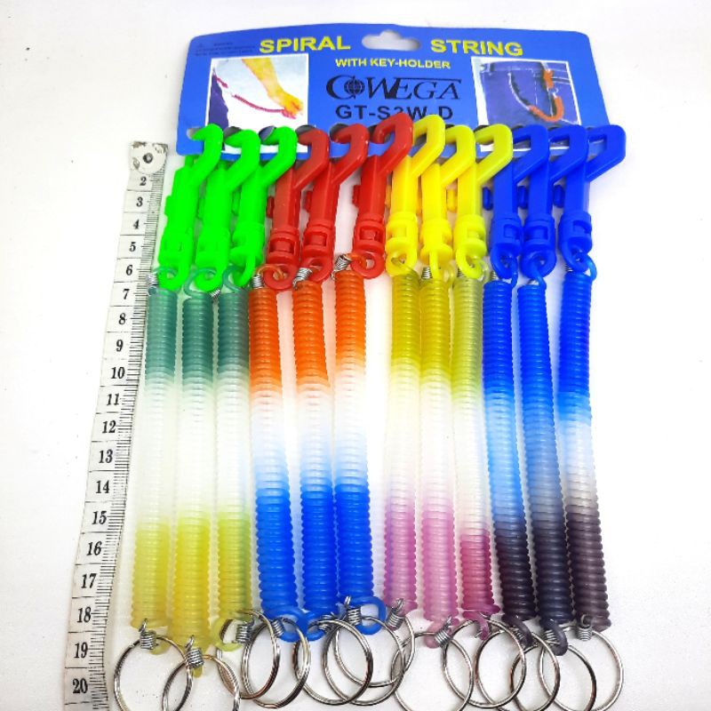 12pcs GANTUNGAN KUNCI MOTIF SPIRAL PELANGI GROSIR