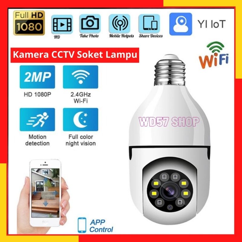 Kamera CCTV  Wifi Lampu Bohlam IP Camera Sisi TV 1080P Pengintai Tersembunyi Wireless Sensor IR Dual