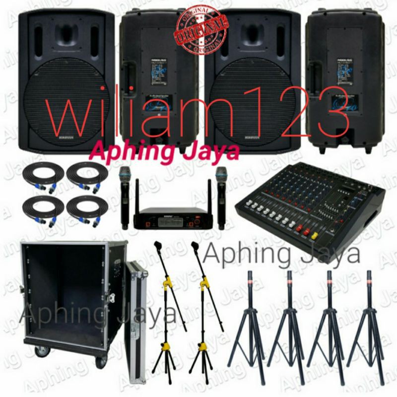 Paket Sound System Pro Indoor Outdoor Speaker 15in Power Mixer