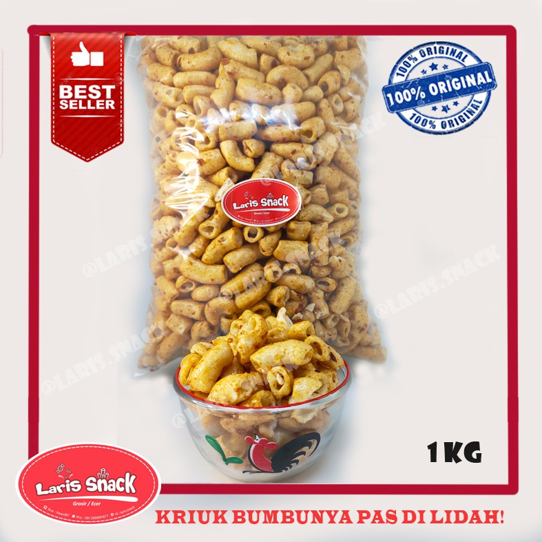 

Makaroni Bumbu Rujak Pedas Manis Gurih Renyah Kiloan Curah 1000 Gram