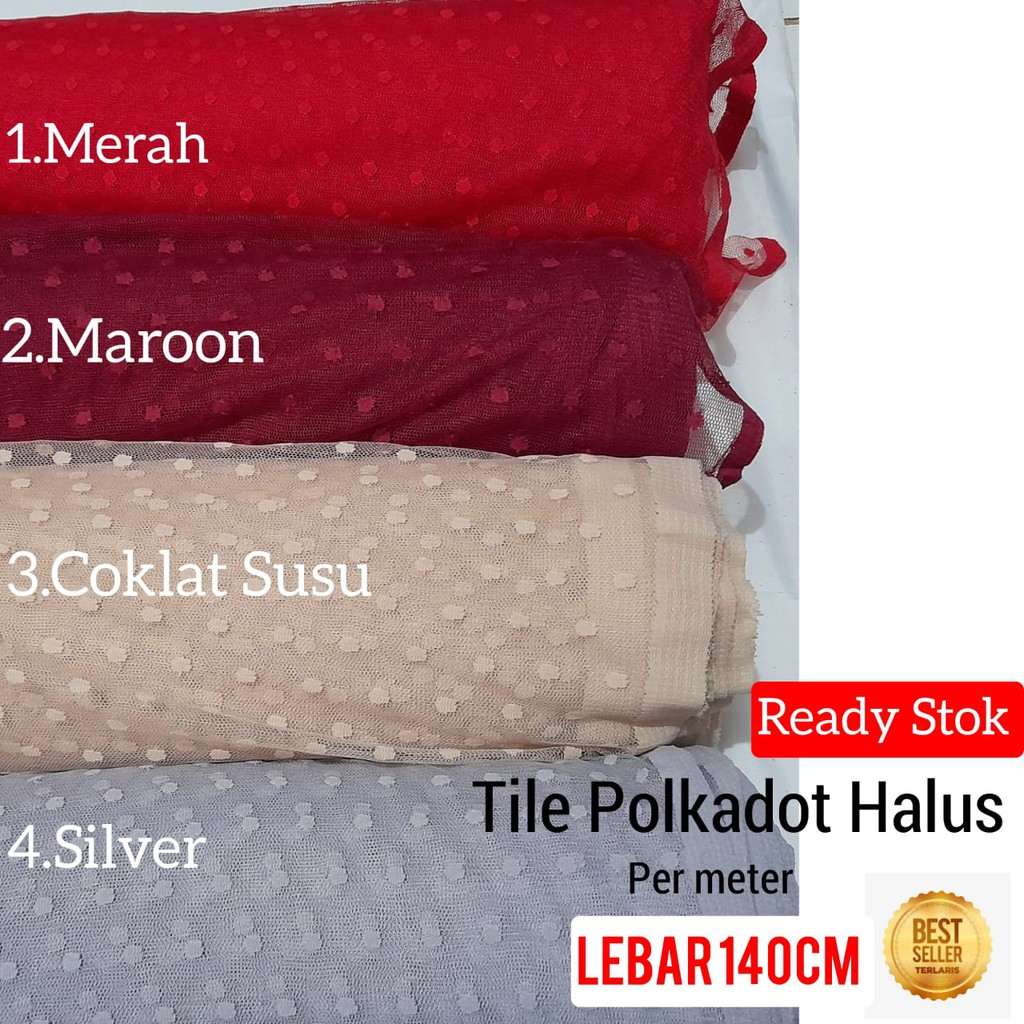 Kain Tile Tulle Tila DOT  Tile POLKADOT Halus per Meter Bahan Murah