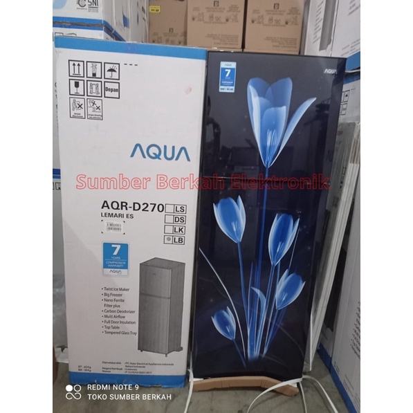 KULKAS 2 PINTU 50watt garansi resmi tanpa bunga es AQUA AQR - D 270 lk lb bunga Promo murah bandung